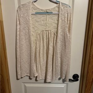 Living Doll Cream‎ Long Sleeve Smocked Tunic Womens Size Medium